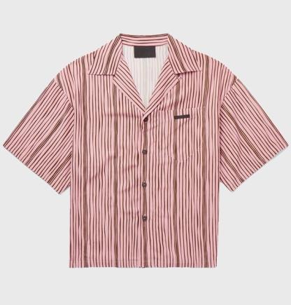 Prada Oversized Camp-Collar Striped Voile Shirt
