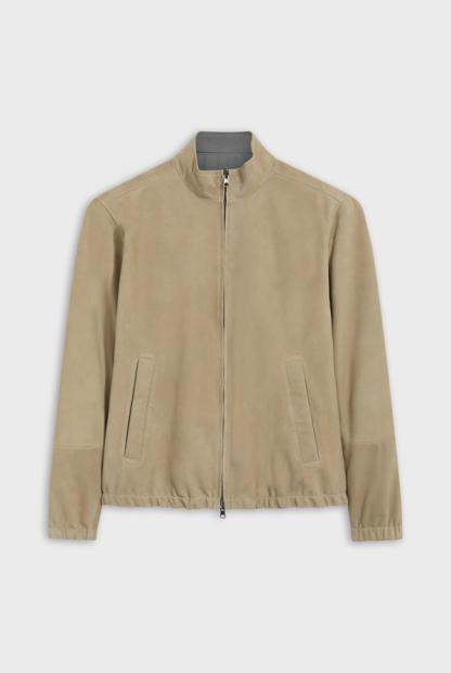 Cazadora bomber reversible de ante y tejido técnico