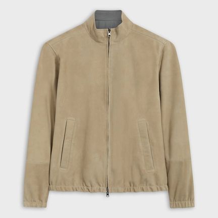 Reversible bomber in suede and technical fabric