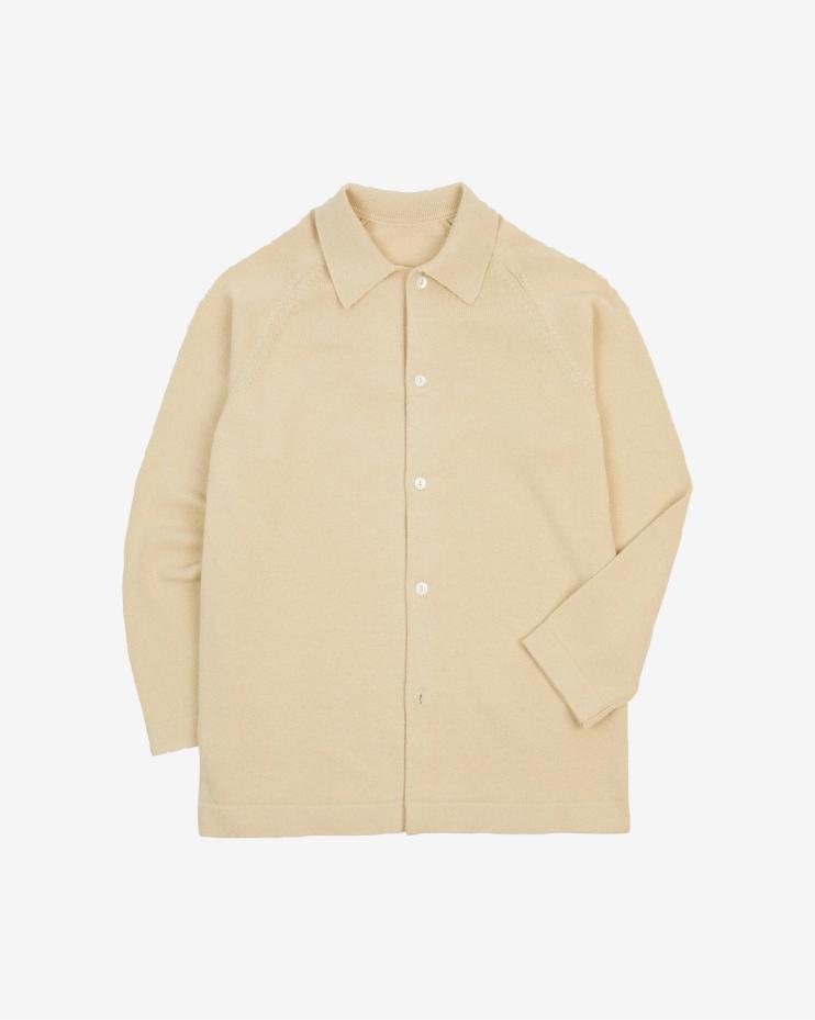 Sand Cotton Button-Through Knit