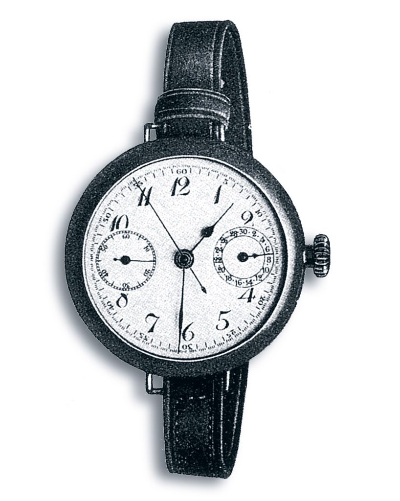 First chronograph outlet wristwatch