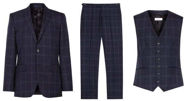 Reiss Bullard checkered navy suit