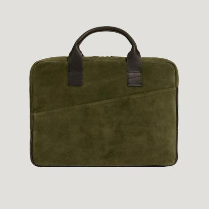 Hylton Goods Olive Green Suede Briefcase
