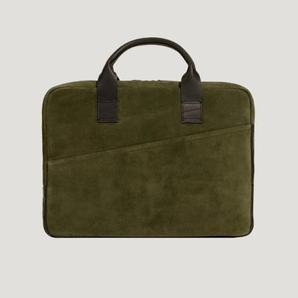Hylton Goods Olive Green Suede Briefcase