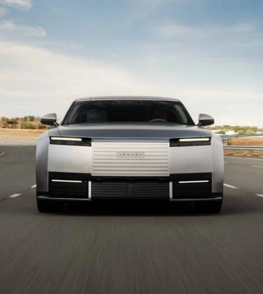 Jaguar Type 01 viewed from the front on the road
