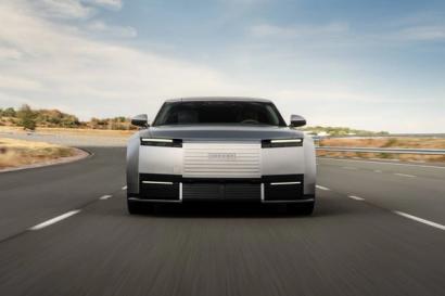 Jaguar Type 01 viewed from the front on the road