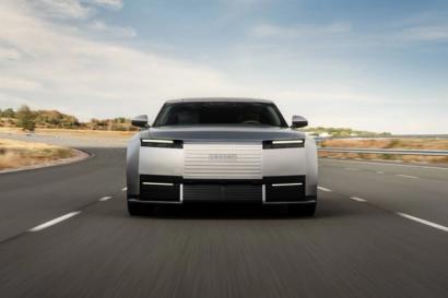 Jaguar Type 01 viewed from the front on the road