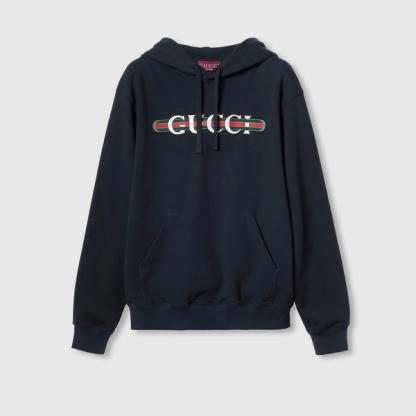 Sudadera con capucha de punto de algodón estampado de Gucci