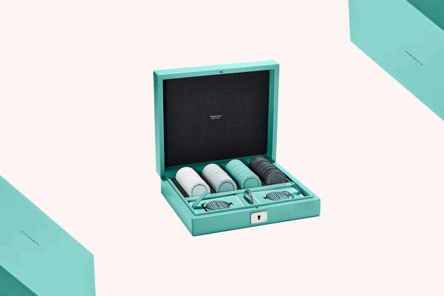 Tiffany Leather-Trimmed Travel Poker Set