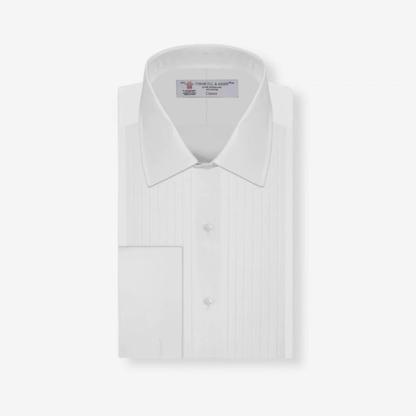 Turnbull & Asser Pleated White Cotton Dress Shirt