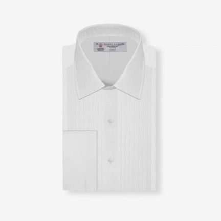 Turnbull & Asser Pleated White Cotton Dress Shirt