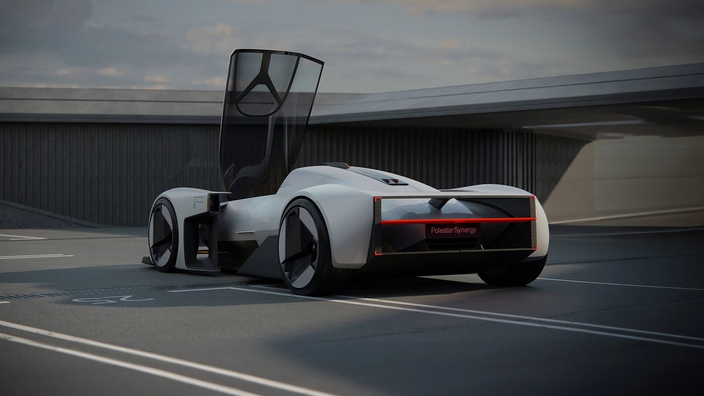 A fantasy supercar, the Polestar Synergy sits somewhere between F1 and Tron