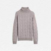 Moss Taupe Cable Roll-Neck Jumper