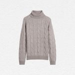 Moss Taupe Cable Roll-Neck Jumper