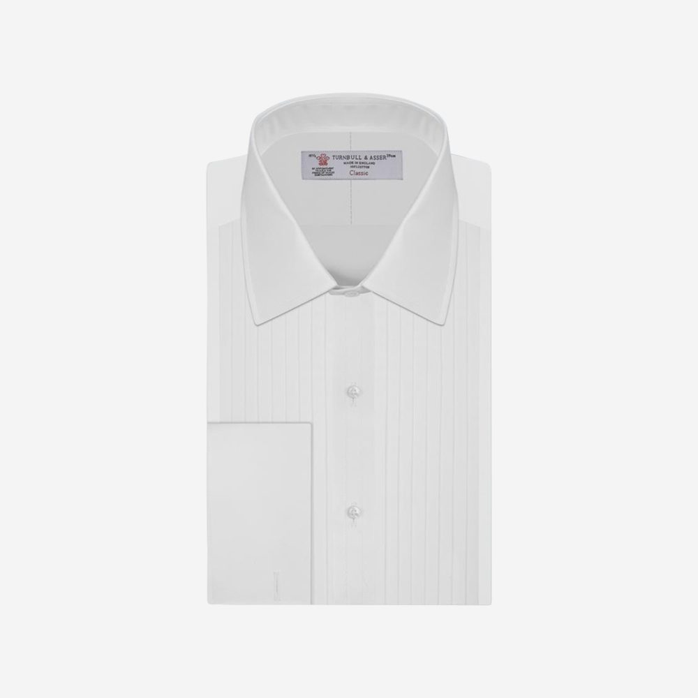 Turnbull & Asser White Pleated Dress Shirt