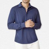 Luca Faloni Ocean Blue Silk-Cashmere Polo