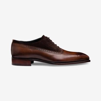 Lancaster Punch Capped Oxford in Bronzed Espresso