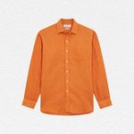 Turnbull & Asser Orange Weekend Fit Linen Shirt