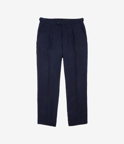 Single Pleat Linen Twill Trousers