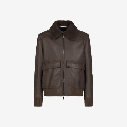 Aviator leather bomber