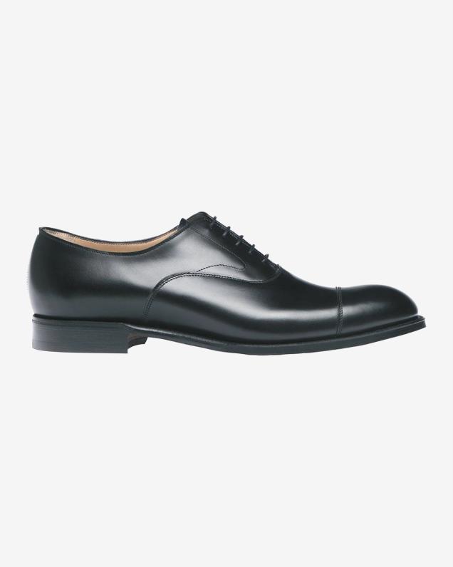 Alfred R Capped Oxford in Black Calf Leather