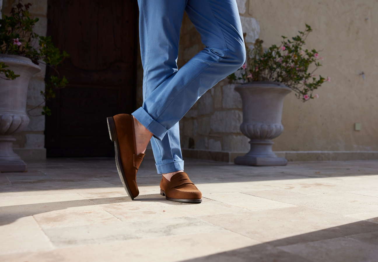 Crockett and Jones Harvard 2 pennyloafer in snuff suede