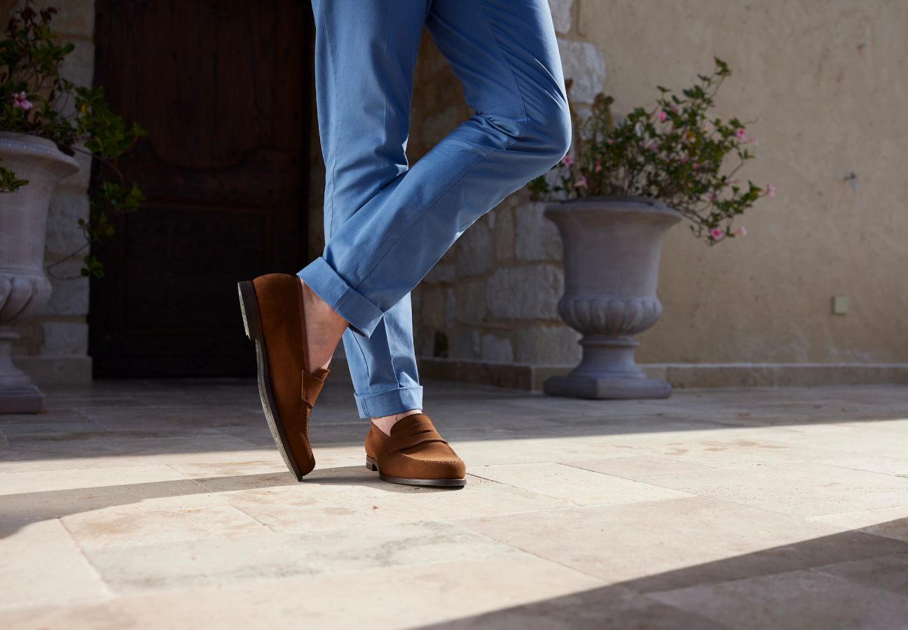 Crockett and Jones Harvard 2 pennyloafer in snuff suede