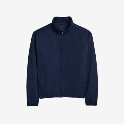 Linen bomber jacket in midnight blue