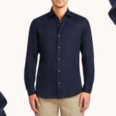Luca Faloni Portofino Midnight Blue Linen Shirt