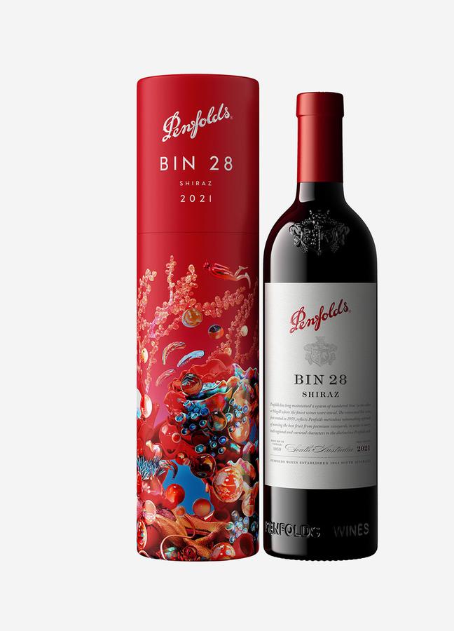 Penfolds Bin 28 Shiraz next to it's box