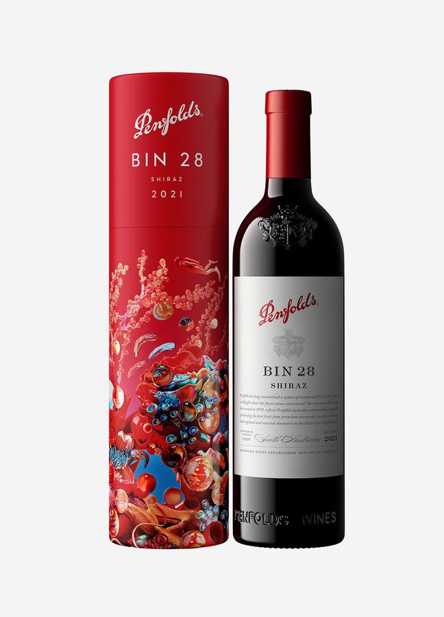 Penfolds Bin 28 Shiraz next to it's box