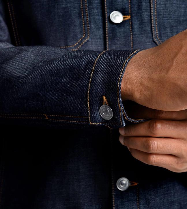 asket raw denim jacket