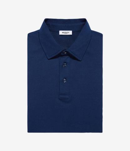 Dark Sapphire Sea Island Cotton Polo Shirt