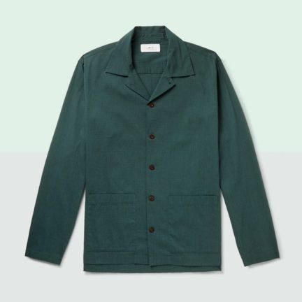 Mr P. Camp-Collar Cotton-Blend Seersucker Shirt