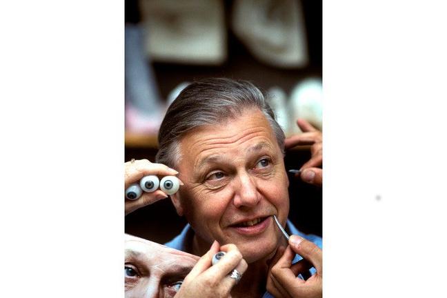 1992 – Sir David has his eyes measured and matched for his waxwork at Madam Tussauds Wax Musueum (Associated Press)