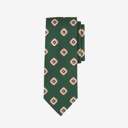 Drake's Green Tile Print Tie