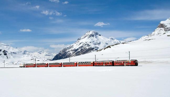 Trans-Siberian railway in winter with snow