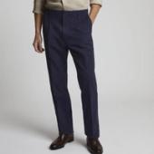 Huntsman Navy Seersucker Trousers