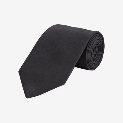 New & Lingwood Black Classic Satin Tie