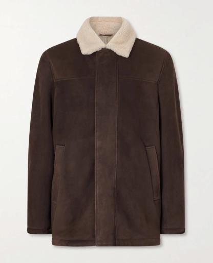 Shearling-Trimmed Suede Jacket