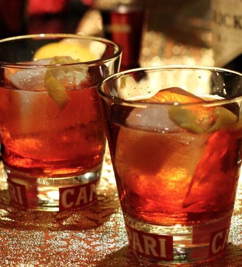 negroni is usually composed of a suitable gin and campari, served over ice