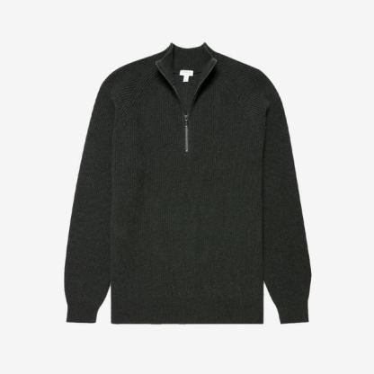 Sunspel Lambswool Zip Neck Jumper