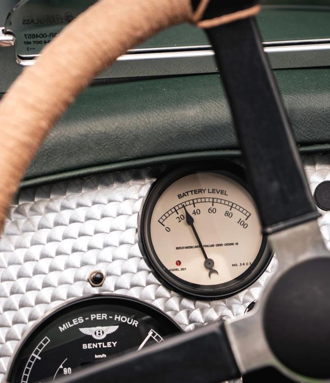 The Bentley Blower Jnr dashboard battery gauge