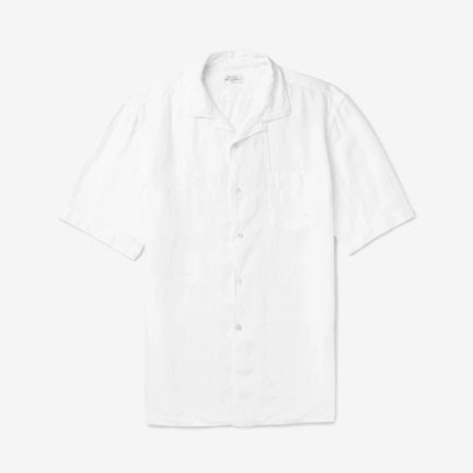 Hartford camp-collar linen shirt