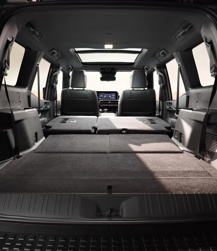 Toyota Land Cruiser space inside with passenger seats folded down