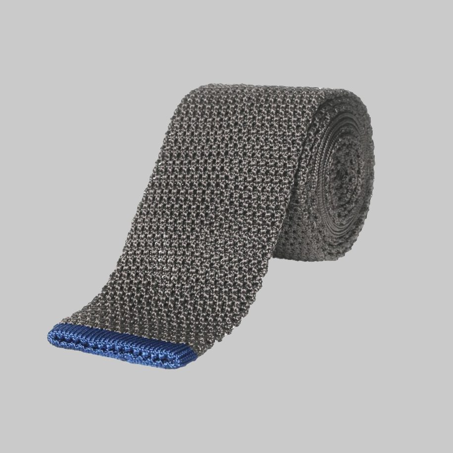 Silver Knitted Silk Tie