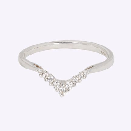 Anna Sheffield White Gold White Diamond Chevron Ring