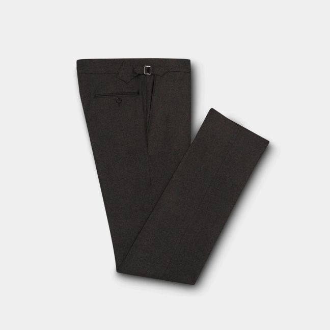 Caine Charcoal Wool Flannel Trousers