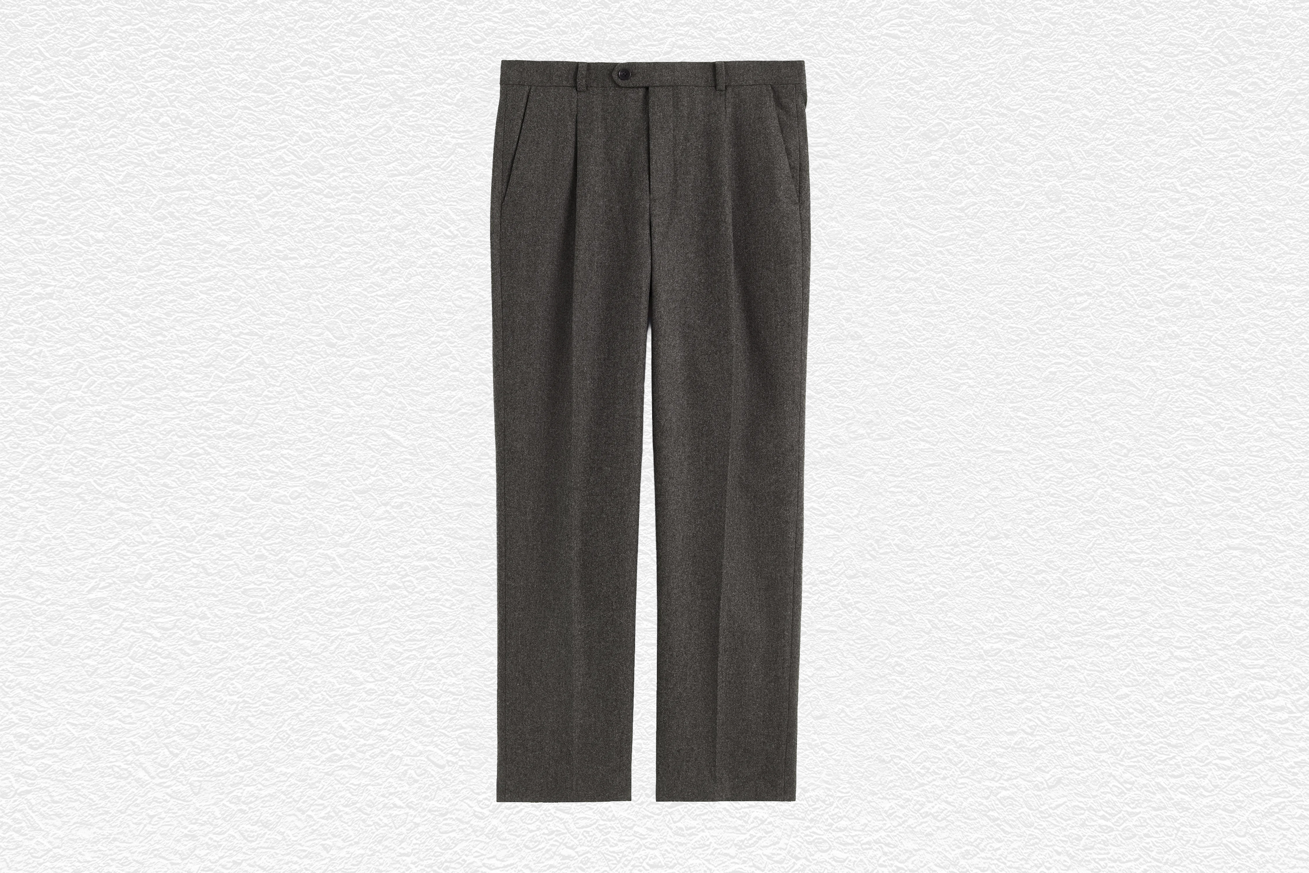 Pantaloni in flanella color antracite a gamba larga con pieghe