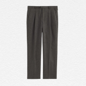 Pantaloni in flanella color antracite a gamba larga con pieghe